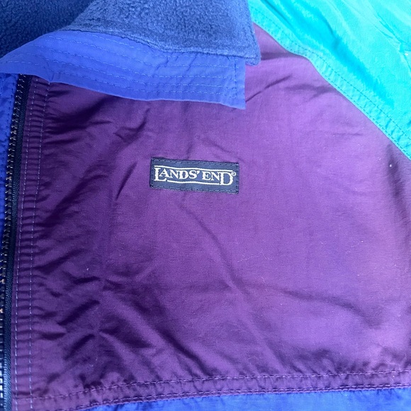 Vintage 90’s Lands End Men's Color Block Windbreaker w/ Fleece Lining Size M - Picture 8 of 9